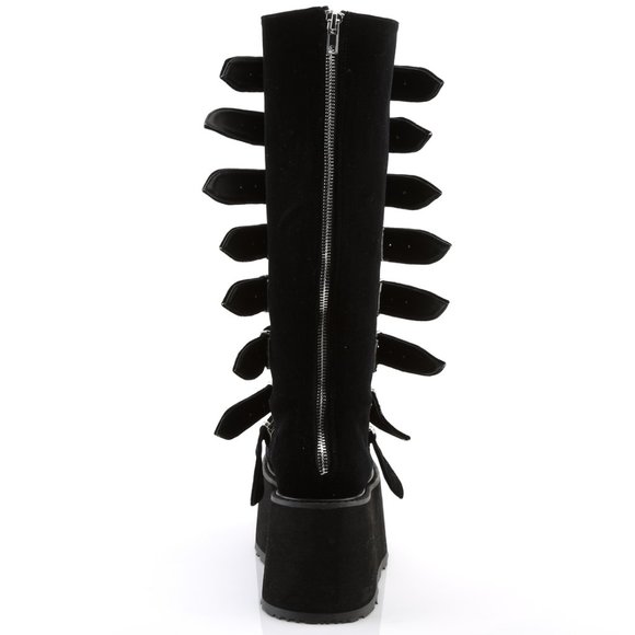 Gothic Velvet Platform Knee High Boots - Picture 4 of 5